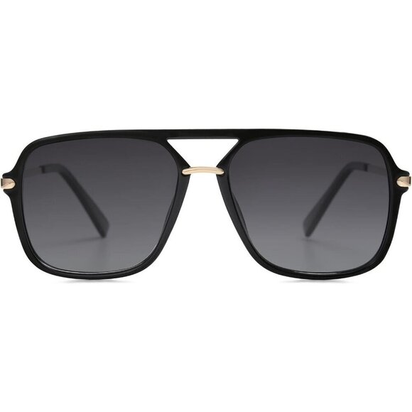 Sojos Square Retro Lens Women & Men Black Trendy Aviator Sunglasses Eyewear - Picture 1 of 6